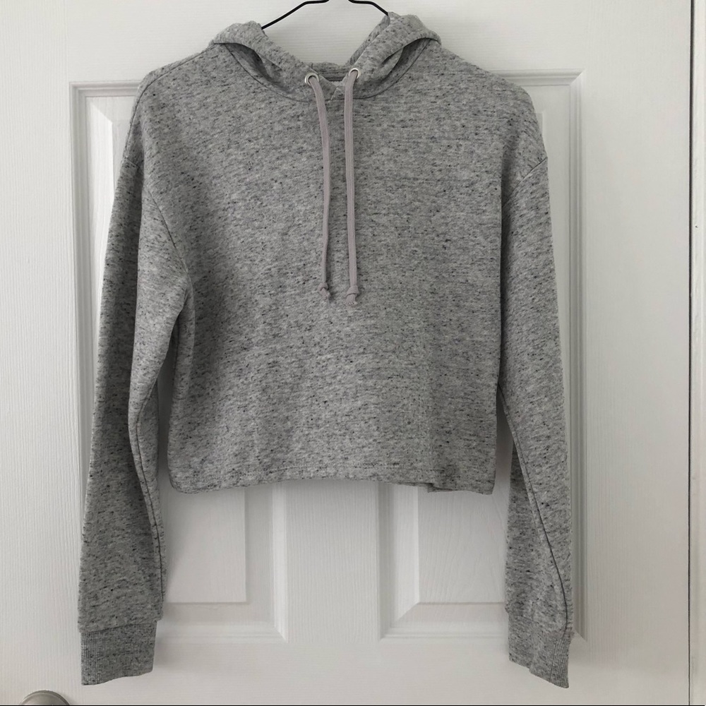 H&M Dividend Speckled Cropped Hoodie